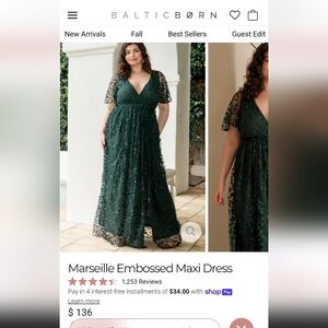 Baltic Born Dark Green Lace Maxi Dress